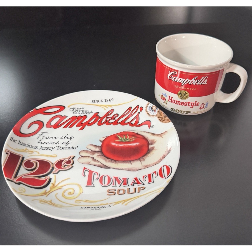 Campbell Soup‎ Mug And Plate Grilled Cheese Vintage Classic Winter